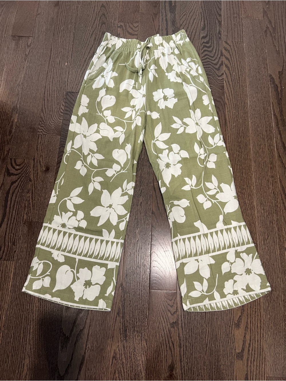 Sienna Sky Olive Green and White Floral Pajama Bottoms